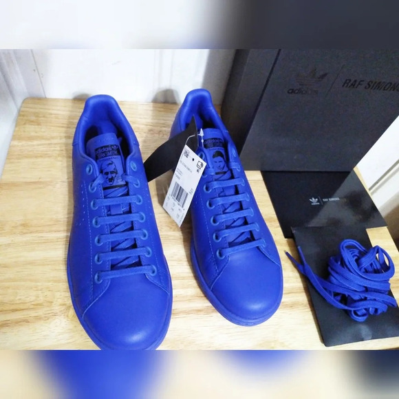 ADIDAS X RAF SIMONS Stan Smith Blue Sneakers Unisex Size 6 - Picture 2 of 8